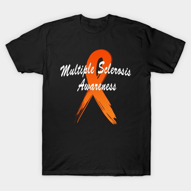 MS, Multiple Sclerosis Ribbon of Hope T-Shirt by PenguinCornerStore